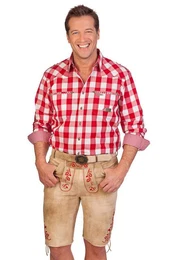 Trachtenlederhose Lederhose Herren kurz - FRANZL - rot