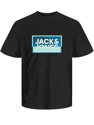Jack & Jones T-Shirt JCOLOGAN SUMMER PRINT TEE CREW NECK Schwarz/Blau