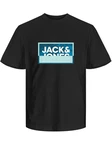 Jack & Jones T-Shirt JCOLOGAN SUMMER PRINT TEE CREW NECK Schwarz/Blau