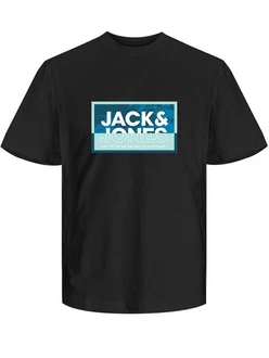Jack & Jones T-Shirt JCOLOGAN SUMMER PRINT TEE CREW NECK Schwarz/Blau