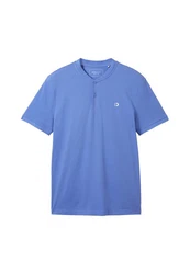 TOM TAILOR Poloshirt Henleyshirt T-Shirt Blau/Hellblau