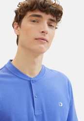 TOM TAILOR Poloshirt Henleyshirt T-Shirt Blau/Hellblau