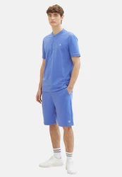 TOM TAILOR Poloshirt Henleyshirt T-Shirt Blau/Hellblau