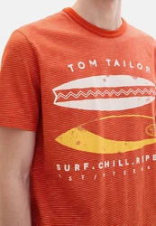 TOM TAILOR T-Shirt Frontprint Orange/Rot