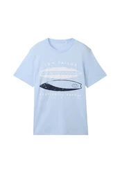 TOM TAILOR T-Shirt Frontprint Hellblau/Blau