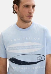 TOM TAILOR T-Shirt Frontprint Hellblau/Blau