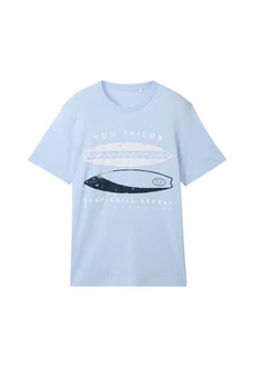 TOM TAILOR T-Shirt Frontprint Hellblau/Blau