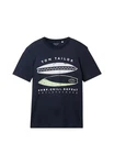 TOM TAILOR T-Shirt Frontprint Dunkelblau/Dunkelgrau