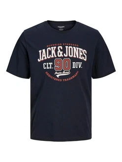 JACK & JONES T-Shirt Dunkelblau/Hellblau/Blau