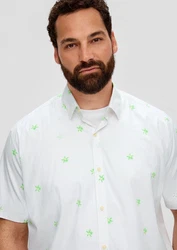 s.Oliver Kurzarmhemd Baumwollstretch Hellgrün/Weiß/Gelb/Grün/Lila