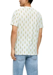 s.Oliver Kurzarmshirt Crew Neck Sinalco-Print Gelb/Grün/Weiß