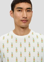 s.Oliver Kurzarmshirt Crew Neck Sinalco-Print Gelb/Grün/Weiß