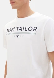 TOM TAILOR T-Shirt Kurzarmshirt Gelb/Weiß/Beige/Grau/Braun