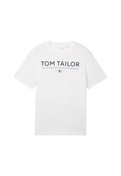 TOM TAILOR T-Shirt Kurzarmshirt Gelb/Weiß/Beige/Grau/Braun