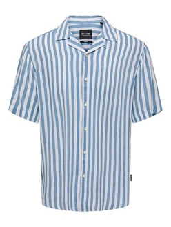 ONLY & SONS Kurzarmhemd Hellblau/Blau