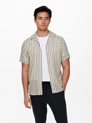 ONLY & SONS Kurzarmhemd Beige/Gelb/Khaki/Creme/Dunkelgrün