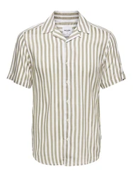 ONLY & SONS Kurzarmhemd Beige/Gelb/Khaki/Creme/Dunkelgrün