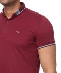 Denim Distriqt Poloshirt Sommer Polo-Shirt kurzarm Kragen Brodeaux