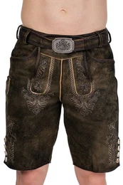 Trachtenlederhose Lederhose Herren kurz - PARSDORF - dunkelbraun antik