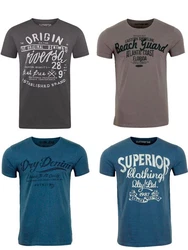 riverso Herren T-Shirt RIVLeon Regular Fit Kurzarm Print Tee Shirt Dunkelblau/Blau/Grau