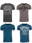 riverso Herren T-Shirt RIVLeon Regular Fit Kurzarm Print Tee Shirt Dunkelblau/Blau/Grau