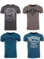 riverso Herren T-Shirt RIVLeon Regular Fit Kurzarm Print Tee Shirt Dunkelblau/Blau/Grau