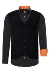 Rusty Neal Langarmhemd mit Weste Schwarz/Orange/Dunkelblau/Rot