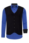 Rusty Neal Langarmhemd mit Weste Blau/Dunkelblau/Hellblau