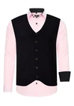 Rusty Neal Langarmhemd mit Weste Rosa