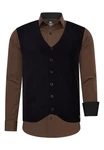 Rusty Neal Langarmhemd mit Weste Hellblau/Dunkelblau/Bordeaux/Schwarz/Dunkelbraun