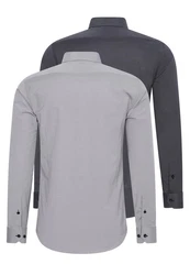 Rusty Neal Langarmhemd Slim-Fit Grau/Hellgrau/Dunkelgrau