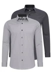Rusty Neal Langarmhemd Slim-Fit Grau/Hellgrau/Dunkelgrau