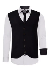 Rusty Neal Langarmhemd Slim-Fit Grau/Beige/Hellgrau/Dunkelgrau