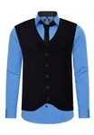 Rusty Neal Langarmhemd mit Weste und Krawatte Blau/Hellblau