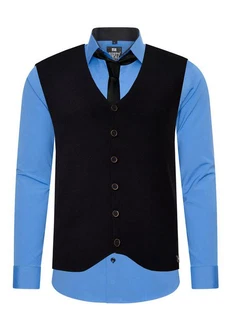 Rusty Neal Langarmhemd mit Weste und Krawatte Blau/Hellblau Rusty Neal Langarmhemd mit Weste und Krawatte Blau/Hellblau