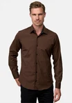 Rusty Neal Langarmhemd mit Weste und Krawatte Braun/Dunkelgrün/Khaki/Dunkelbraun
