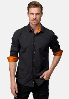Rusty Neal Langarmhemd mit Weste und Krawatte Schwarz/Orange Rusty Neal Langarmhemd mit Weste und Krawatte Schwarz/Orange
