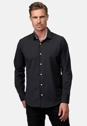 Rusty Neal Langarmhemd Slim-Fit Dunkelblau/Schwarz