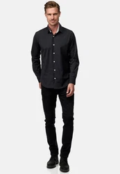 Rusty Neal Langarmhemd Slim-Fit Dunkelblau/Schwarz