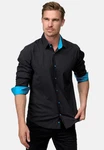 Rusty Neal Langarmhemd mit Weste und Krawatte Blau/Schwarz/Hellblau/Türkis Rusty Neal Langarmhemd mit Weste und Krawatte Blau/Schwarz/Hellblau/Türkis
