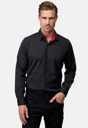 Rusty Neal Langarmhemd Slim-Fit Schwarz/Gelb/Grün