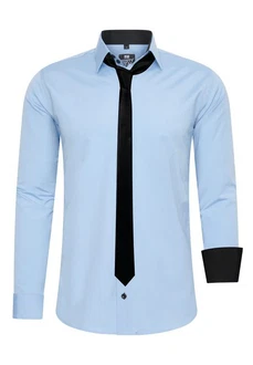 Rusty Neal Langarmhemd mit Krawatte Hellblau/Blau/Dunkelblau Rusty Neal Langarmhemd mit Krawatte Hellblau/Blau/Dunkelblau