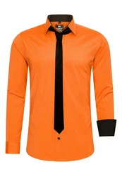 Rusty Neal Langarmhemd mit Krawatte Orange