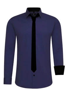 Rusty Neal Langarmhemd mit Krawatte Dunkelblau/Blau/Lila Rusty Neal Langarmhemd mit Krawatte Dunkelblau/Blau/Lila