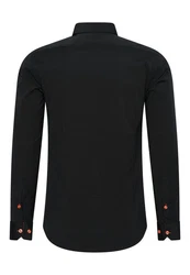 Rusty Neal Langarmhemd mit Krawatte Orange/Schwarz