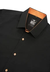 Rusty Neal Langarmhemd mit Krawatte Orange/Schwarz
