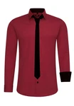Rusty Neal Langarmhemd mit Krawatte Rot/Dunkelrot/Bordeaux