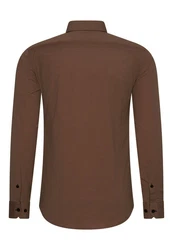 Rusty Neal Langarmhemd mit Krawatte Braun/Dunkelbraun/Khaki