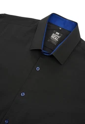 Rusty Neal Langarmhemd mit Krawatte Schwarz/Dunkelblau/Blau
