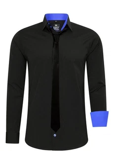 Rusty Neal Langarmhemd mit Krawatte Schwarz/Dunkelblau/Blau Rusty Neal Langarmhemd mit Krawatte Schwarz/Dunkelblau/Blau